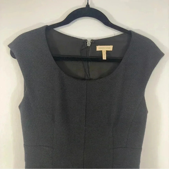 Rebecca Taylor Black Sheath Dress Textured Terry Flounce Sleeveless  Size 6 - Picture 13 of 14
